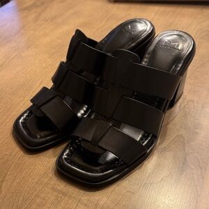 Marc Fisher Black Leather Mules